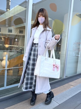 「OLIVE des OLIVE（オリーブデオリーブ）のアイテム（ステンカラーコート）」を使った、erikaoliveさん（レディース・158cm）の冬コーディネート