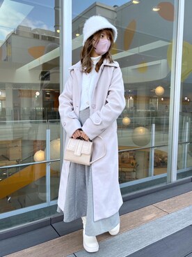 「OLIVE des OLIVE（オリーブデオリーブ）のアイテム（ステンカラーコート）」を使った、erikaoliveさん（レディース・158cm）の冬コーディネート