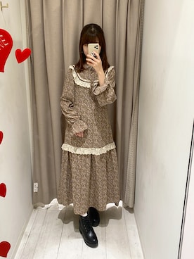 「ヴィンテージワンピース」｜「アイテム（ブーツ）」を使った、erikaoliveさん（レディース・158cm）の秋コーディネート