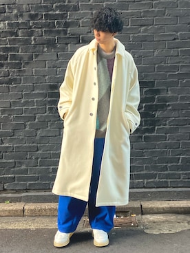 「お洒落さんと繋がりたい」｜「アイテム（ステンカラーコート）」を使った、maisonaoiさん（メンズ・181cm）の秋コーディネート