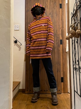 「ロールアップ」｜「アイテム（ブーツ）」を使った、ロク弦さん（メンズ・170cm）の冬コーディネート