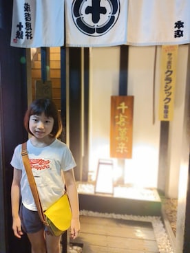「CHUMS（チャムス）のアイテム（バッグ）」を使った、リンコさん（キッズ・123cm）の夏コーディネート