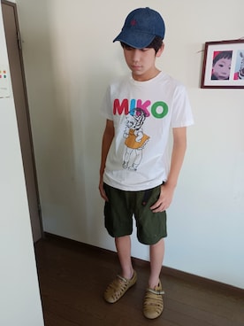 「Foxfire（フォックスファイヤー）のアイテム（パンツ）」を使った、リンコさん（キッズ・123cm）の夏コーディネート