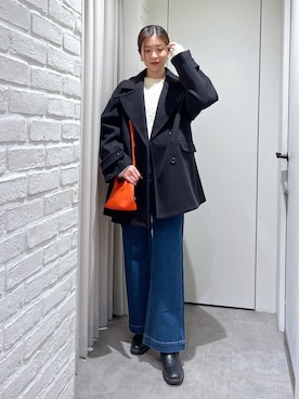 「アイテム（ピーコート）」を使った、mizukiさん（レディース・162cm）の冬コーディネート