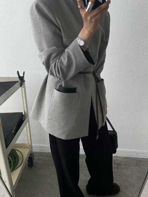 Metal belt box jacket メタルベルトボックスジャケット（ノーカラー