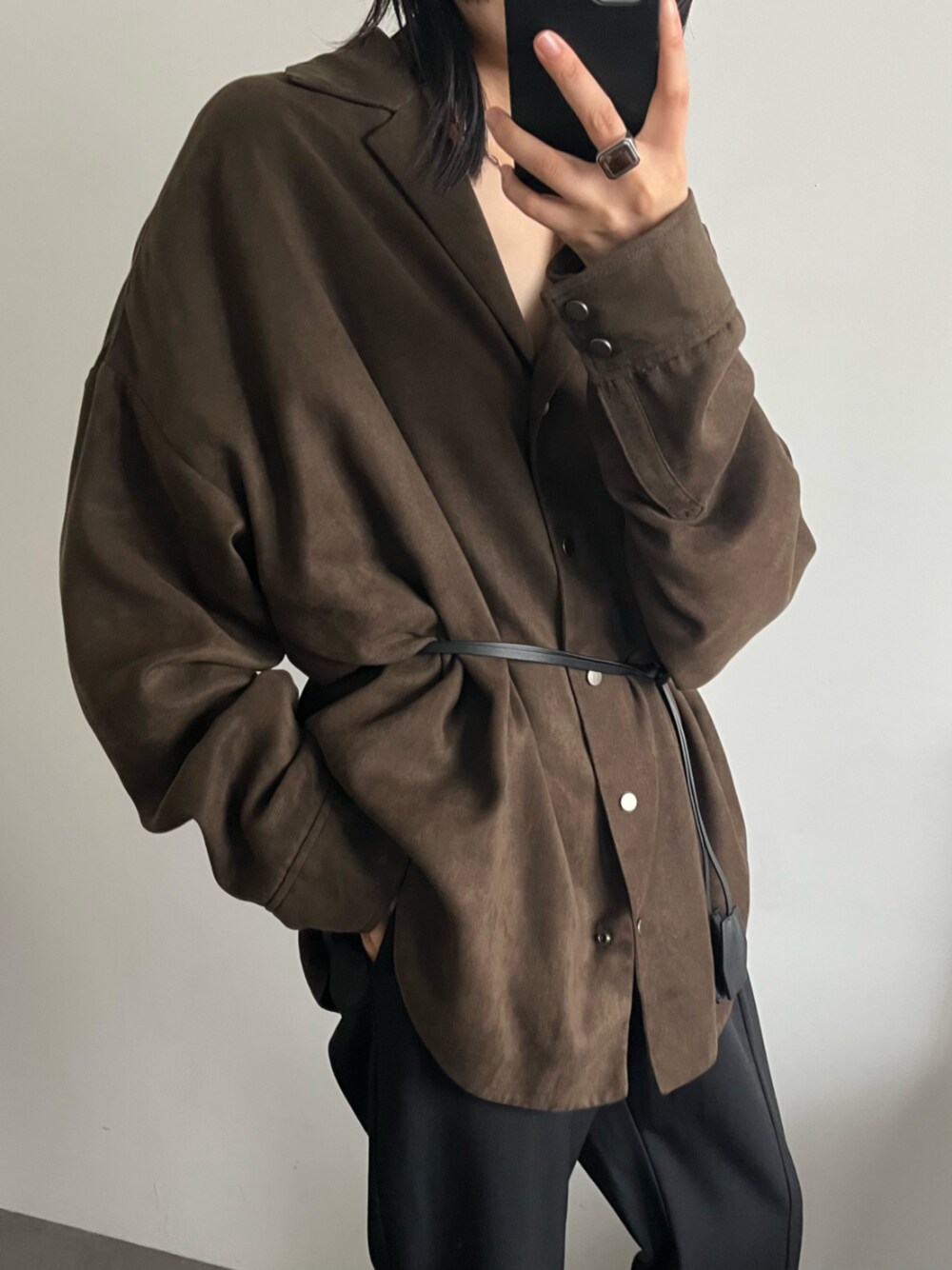 RIM.ARK（リムアーク）の「Open collar F/Suede shirt JK オープン