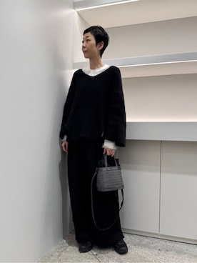 「HIROKO HAYASHI（ヒロコハヤシ）のGIRASOLE（ジラソーレ）2wayショルダーバッグ（ショルダーバッグ、ブラック系）」を使った、Kさん（レディース・170cm）の冬コーディネート