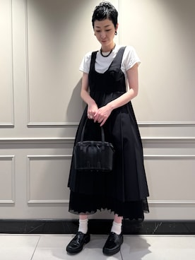 「HIROKO HAYASHI（ヒロコハヤシ）のPANIER（パニエ）ボストンバッグ（ボストンバッグ、ブラック系）」を使った、Kさん（レディース・170cm）の夏コーディネート