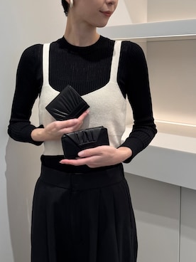 「HIROKO HAYASHI（ヒロコハヤシ）のCRESPA（クレスパ）薄型二つ折り財布（財布、ブラック系）」を使った、Kさん（レディース・170cm）の夏コーディネート