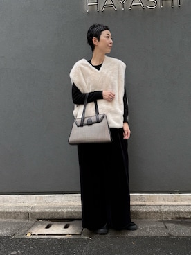 「アイテム（バッグ）」を使った、Kさん（レディース・170cm）の秋コーディネート