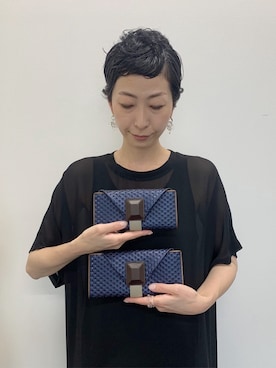 「アイテム（財布、ブルー系）」を使った、Kさん（レディース・170cm）の夏コーディネート