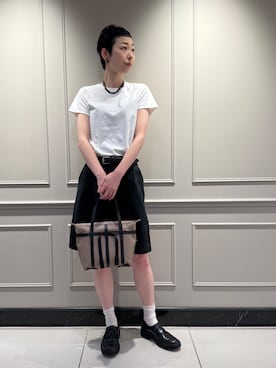 「HIROKO HAYASHI（ヒロコハヤシ）のPANIER（パニエ）ボストンバッグ（ボストンバッグ、ベージュ系）」を使った、Kさん（レディース・170cm）の夏コーディネート