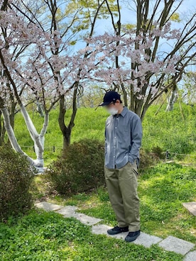 「N.HOOLYWOOD（N.ハリウッド）のアイテム（キャップ）」を使った、⭐︎満運⭐︎さん（メンズ・173cm）の春コーディネート