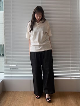 「tk.TAKEO KIKUCHI（ティーケータケオキクチ）のアイテム（パンツ）」を使った、mmho01さん（レディース・171cm）の夏コーディネート