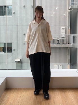 「tk.TAKEO KIKUCHI（ティーケータケオキクチ）のアイテム（パンツ）」を使った、mmho01さん（レディース・171cm）の夏コーディネート