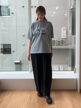 「tk.TAKEO KIKUCHI（ティーケータケオキクチ）のアイテム（パンツ）」を使った、mmho01さん（レディース・171cm）の夏コーディネート
