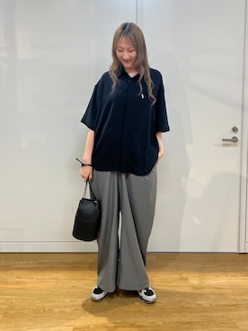 「tk.TAKEO KIKUCHI（ティーケータケオキクチ）のクレリックシャツ（シャツ/ブラウス、ブルー系）」を使った、mmho01さん（レディース・171cm）の春コーディネート