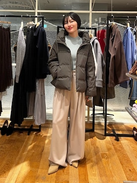 「アイテム（ダウンジャケット/コート）」を使った、douxarchivesさん（レディース・157cm）の秋コーディネート