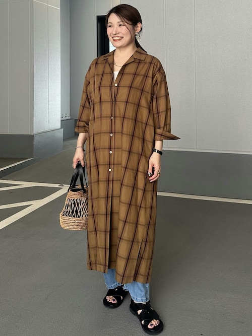 新品未使用　ドゥアルシーヴ　ワンピース　チェック セール】チェックシャツワンピース（シャツワンピース）｜DOUX