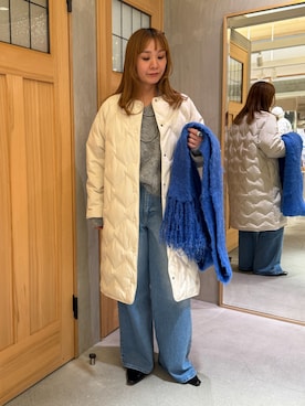 「アイテム（ノーカラーコート）」を使った、douxarchivesさん（レディース・163cm）の冬コーディネート