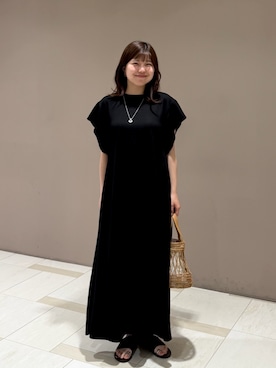 「Doux archives（ドゥアルシーヴ）のタッセル付き２ＷＡＹワンピース（ワンピース、ブラック系）」を使った、douxarchivesさん（レディース・158cm）の夏コーディネート