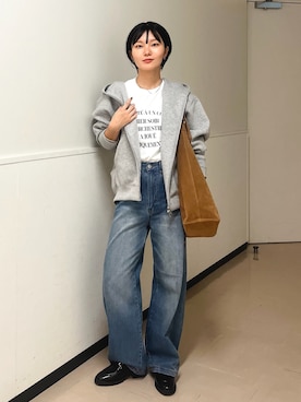 「アイテム（パーカー）」を使った、douxarchivesさん（レディース・157cm）の秋コーディネート