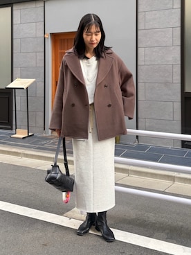 「アイテム（ピーコート）」を使った、douxarchivesさん（レディース・173cm）の冬コーディネート