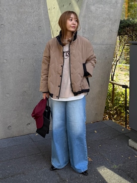 「アイテム（ダウンジャケット/コート）」を使った、douxarchivesさん（レディース・163cm）の秋コーディネート