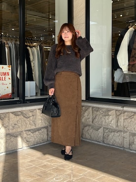 「トレンド秋素材コーデ」｜momoさん（レディース・159cm）の秋コーディネート