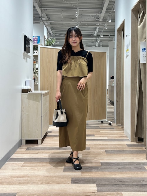 Chez toiの前後2WAY5分袖キーネックリブニットを使ったコーディネート（ZOZOTOWN Yahoo!店）