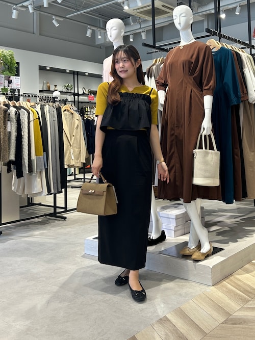 前後2WAY5分袖キーネックリブニット