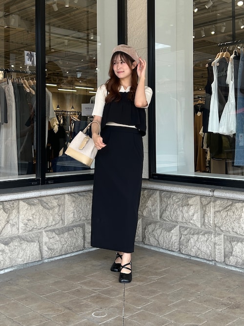 前後2WAY5分袖キーネックリブニット