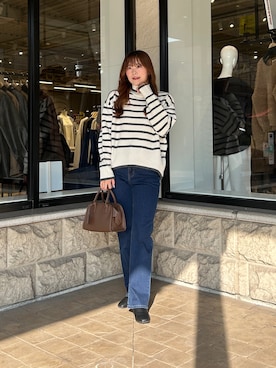 「アイテム（ボストンバッグ）」を使った、momoさん（レディース・159cm）の秋コーディネート