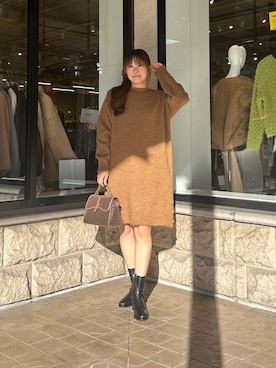 「アイテム（チュニック）」を使った、momoさん（レディース・159cm）の冬コーディネート