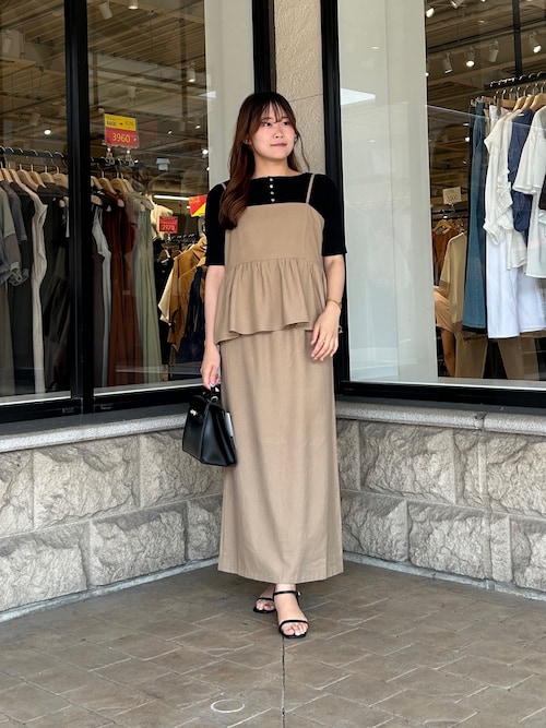 前後2WAY5分袖キーネックリブニット