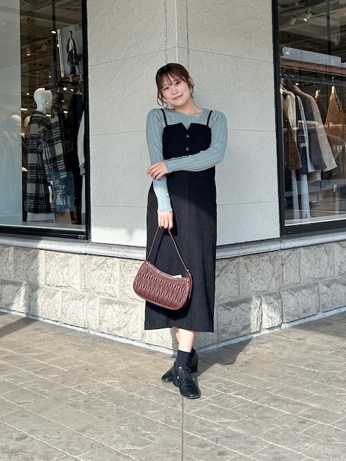 Iラインキャミワンピース×インナーニットプルオーバー