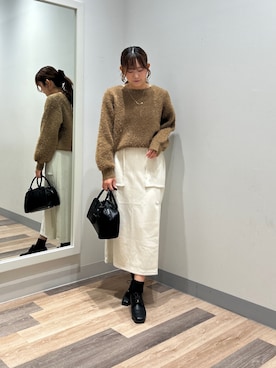 「アイテム（ボストンバッグ）」を使った、momoさん（レディース・159cm）の秋コーディネート