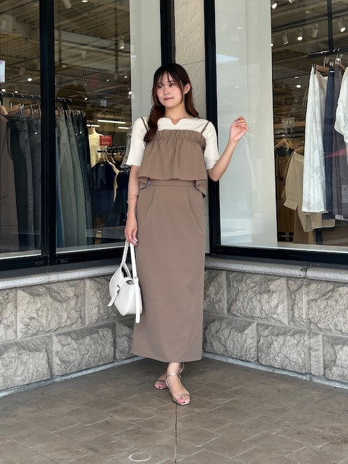 前後2WAY5分袖キーネックリブニット