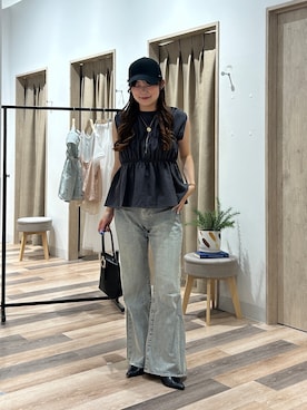 「チャコールグレー」｜momoさん（レディース・159cm）の夏コーディネート