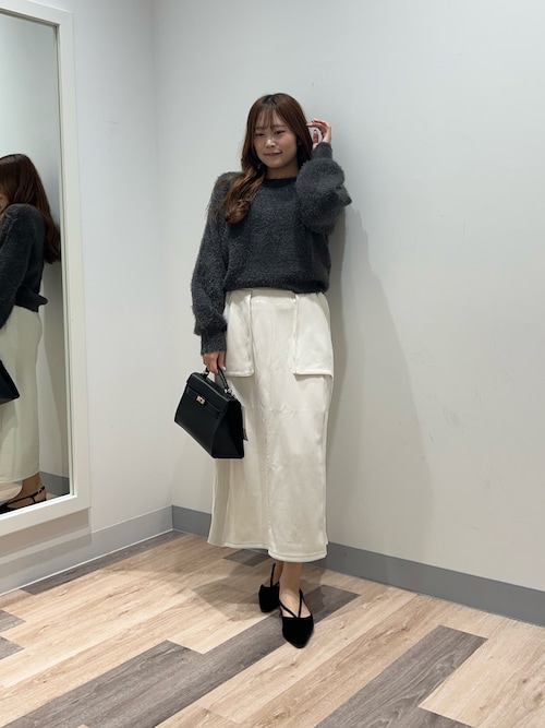 スエード×リブナロースカート