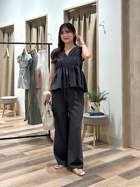 「チャコールグレー」｜momoさん（レディース・159cm）の夏コーディネート