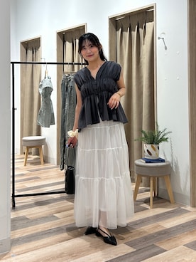 「チャコールグレー」｜momoさん（レディース・159cm）の夏コーディネート
