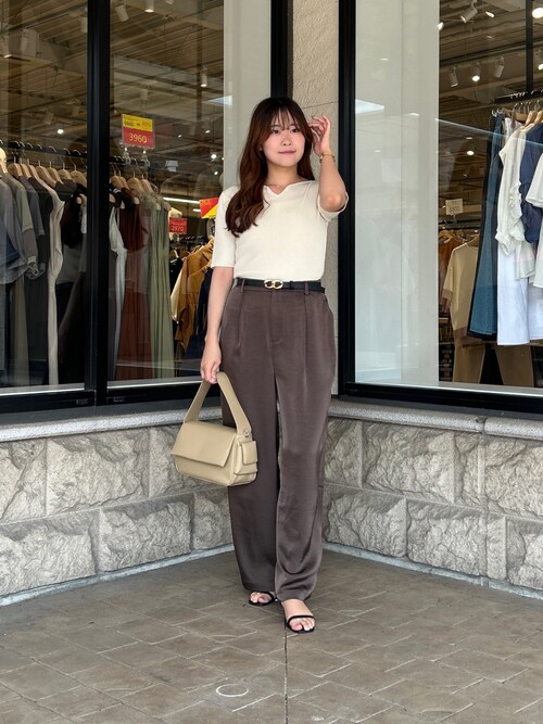 前後2WAY5分袖キーネックリブニット