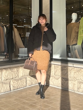 「アイテム（チュニック）」を使った、momoさん（レディース・159cm）の冬コーディネート