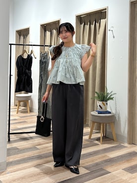 「チャコールグレー」｜momoさん（レディース・159cm）の夏コーディネート