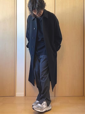 「AURALEE」｜「アイテム（ステンカラーコート）」を使った、RamenKingさん（メンズ・174cm）の秋コーディネート
