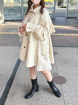「Kastane（カスタネ）のアイテム（トレンチコート）」を使った、minamiさん（レディース・158cm）の冬コーディネート