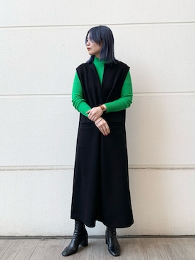 「春カラー」｜「アイテム（ジャンパースカート）」を使った、shinoさん（レディース・159cm）の春コーディネート