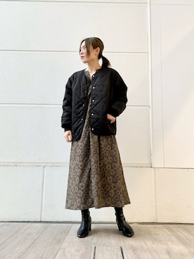 「アーバンリサーチ」｜「アイテム（ノーカラーコート）」を使った、shinoさん（レディース・159cm）の冬コーディネート
