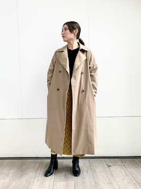 「ベロアスカート」｜「アイテム（トレンチコート）」を使った、shinoさん（レディース・159cm）の秋コーディネート